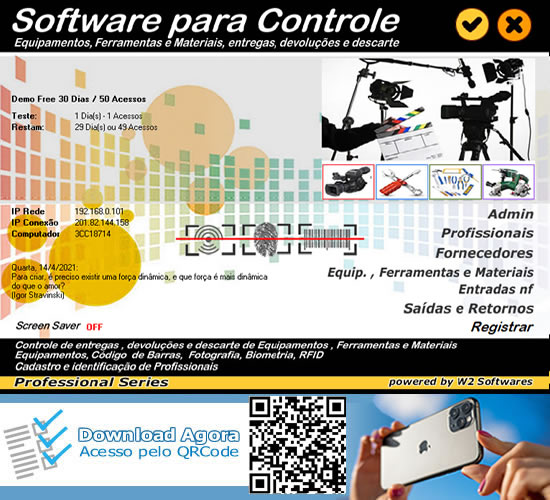 Software controle de entregas e devoluçãoes de maquinas, ferramentas e materiais